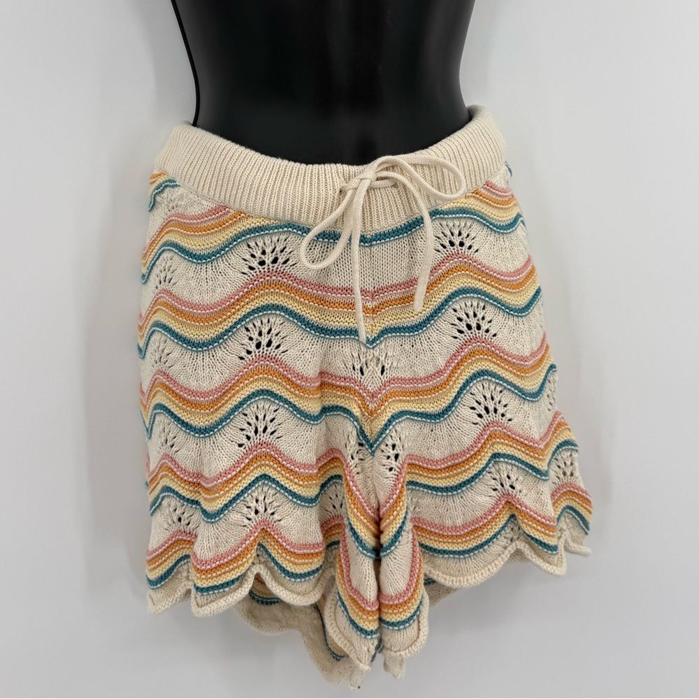 L*Space Make Waves Knit Shorts in Cream Multi | Size Small